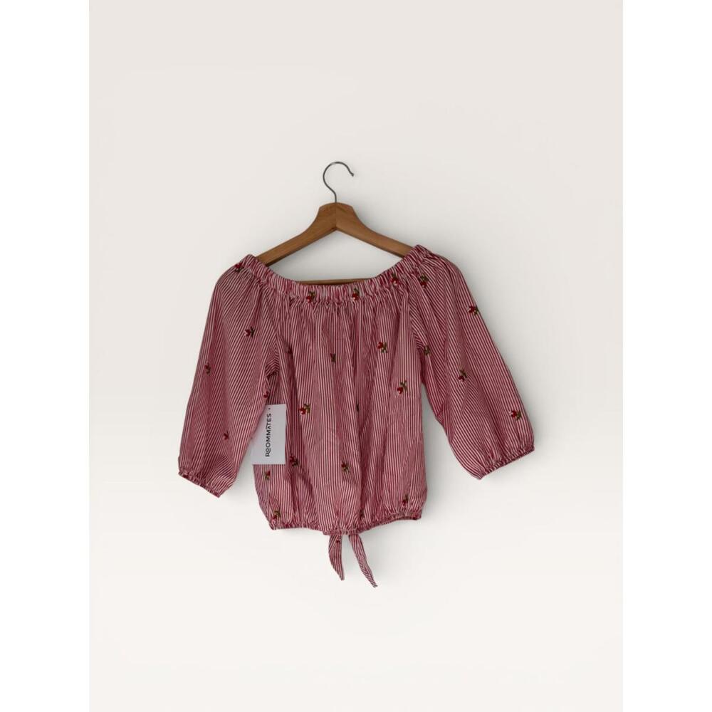 NWT Roommate Off-Shoulder Blouse with Floral Embroidery CottageCore